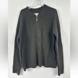 Orvis Sweater Mens XL Olive Green Wool Blend Full Zip Long Sleeve Knit Cardigan